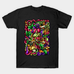 Vegetable Doodle Illustration T-Shirt